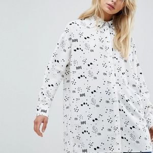 ASOS DESIGN Longline Shirt In Abstract Mono Print